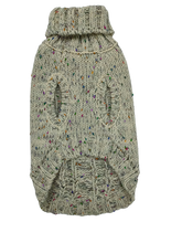 Dog Jumper Chunky Cable Knit Sage Green Rainbow Flecks