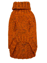 Dog Jumper Chunky Cable Knit Orange With Rainbow Flecks